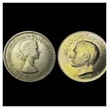 [2] 1953 G.B. Shilling & 1945 Iran 10 Rials  HIGH