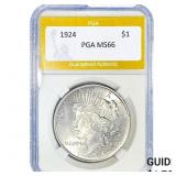 1924 Silver Peace Dollar PGA MS66