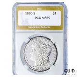 1890-S Morgan Silver Dollar PGA MS65