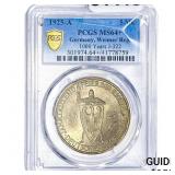 1925-A Germany, Weimar Rep 5Mk PCGS MS64+