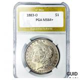 1883-O Morgan Silver Dollar PGA MS64+