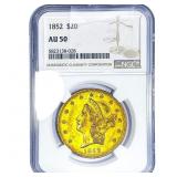 1852 $20 Gold Double Eagle NGC AU50
