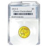 1915-S $5 Gold Half Eagle Choice UNC