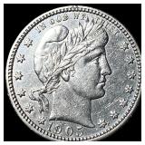 1905 Silver Barber Quarter CLOSELY  UNCIRCULATED