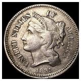 1865 Nickel Three-Cent Piece NEARLY UNCIRCULATED