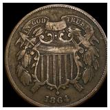 1864 Copper 2 Cents NICELY CIRCULATED