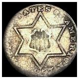 1857 Silver Three-Cent Piece LIGHTLY  CIRCULATED