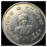 1937 India Princley States Bikanir Silver 1 Rupee