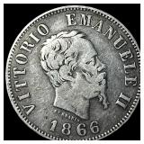 1866 MBN Itally SIlver 50 Centesimi KM 14.1