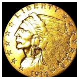 1914 Indian Head $2.5 Gold Quarter Eagle CLOSELY U