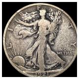 1921-S Silver Walking Liberty Half Dollar LIGHTLY