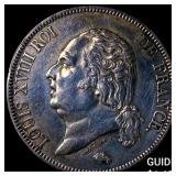 1822W France Louis XVIII Silver 5 Francs