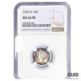 1936-D Mercury Silver Dime NGC MS66 FB