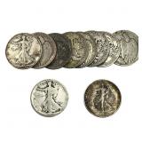 [10 Coins] Mixed Dates Walking Liberty Half Dollar