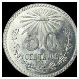 1944 Mexico Silver 50 Centavos