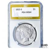 1922-S Silver Peace Dollar PGA MS64
