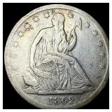 1862-S Silver Half Dollar ABOUT UNCIRCULATED