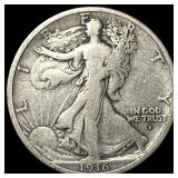 1916-D Walking Liberty Half Dollar LIGHTLY CIRCULA