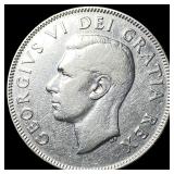 1951 Canada Silver 50 Cents NEARLY CIRCULATED