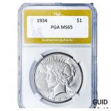 1934 Silver Peace Dollar PGA MS65