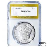 1888-S Morgan Silver Dollar PGA MS64
