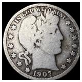 1907-S Silver Barber Half Dollar NICELY CIRCULATED