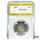 1870 Seated Liberty Quarter PGA VG10