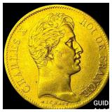1828A France Charles X Gold 40 Francs KM-721.1