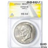 1976-D Eisenhower Dollar ANACS MS64 VAR 1