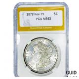 1878 Rev 79 Morgan Silver Dollar PGA MS63