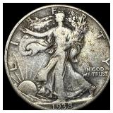 1938-D Silver Walking Liberty Half Dollar LIGHTLY