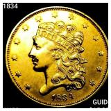 1834 $5 Gold Half Eagle CHOICE AU