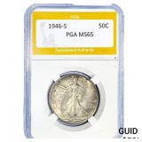 1946-S Walking Liberty Half Dollar PGA MS65