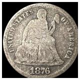 1876-CC Silver Seated Liberty Dime NICELY CIRCULAT