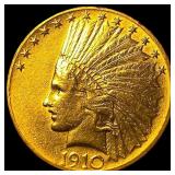 1910 Indian Head $10 Gold Eagle CLOSELY UNCIRCULAT