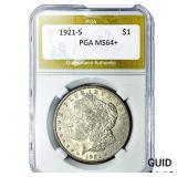 1921-S Morgan Silver Dollar PGA MS64+
