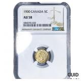 1900 Canada Silver 5 Cents NGC AU58