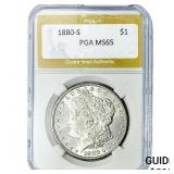 1880-S Morgan Silver Dollar PGA MS65