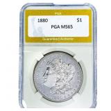 1880 Morgan Silver Dollar PGA MS65