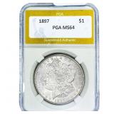 1897 Morgan Silver Dollar PGA MS64