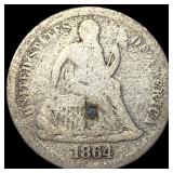 1864 Seated Liberty Dime NICELY CIRCULATED