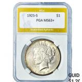 1925-S Silver Peace Dollar PGA MS63+