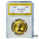 1985 Canada 1oz Gold $50 Maple Leaf PGA MS70