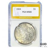 1924 Silver Peace Dollar PGA MS66