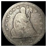 1858 Silver Seated Liberty Quarter NICELY CIRCULAT