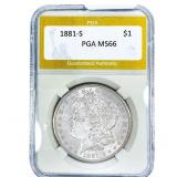 1881-S Morgan Silver Dollar PGA MS66