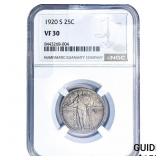 1920-S Washington Silver Quarter NGC VF30