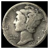 1921-D Silver Mercury Dime NICELY CIRCULATED