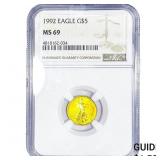 1992 1/10oz Gold Eagle $5 NGC MS69