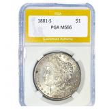 1881-S Morgan Silver Dollar PGA MS66